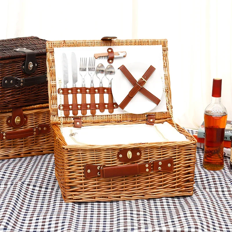 Food Storage Boxes With Lids - Picknickmand voor gezinnen, opbergmand voor kampeereten