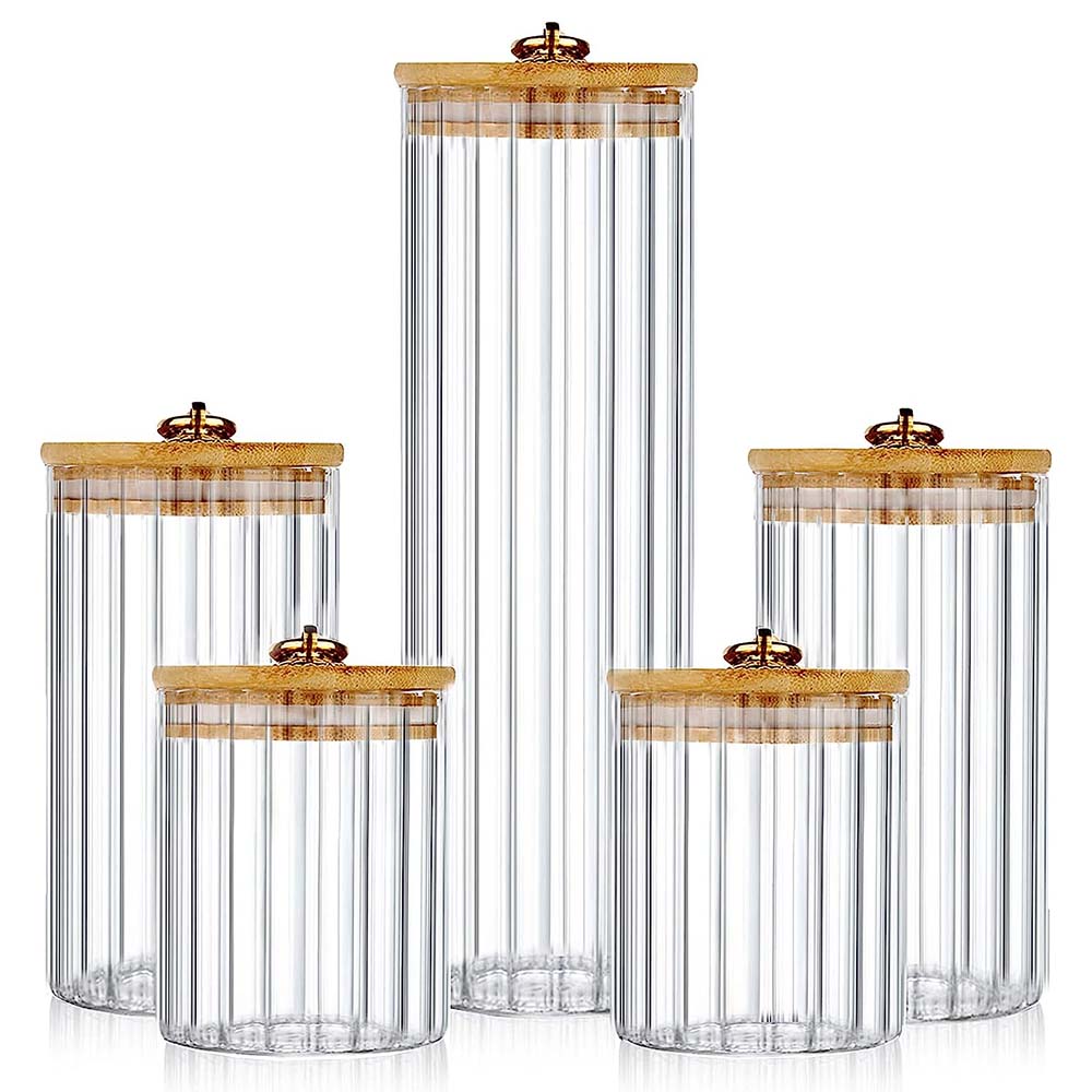 Food Storage Glass Container Set - Glazen voorraadpotten, set van 3, luchtdichte