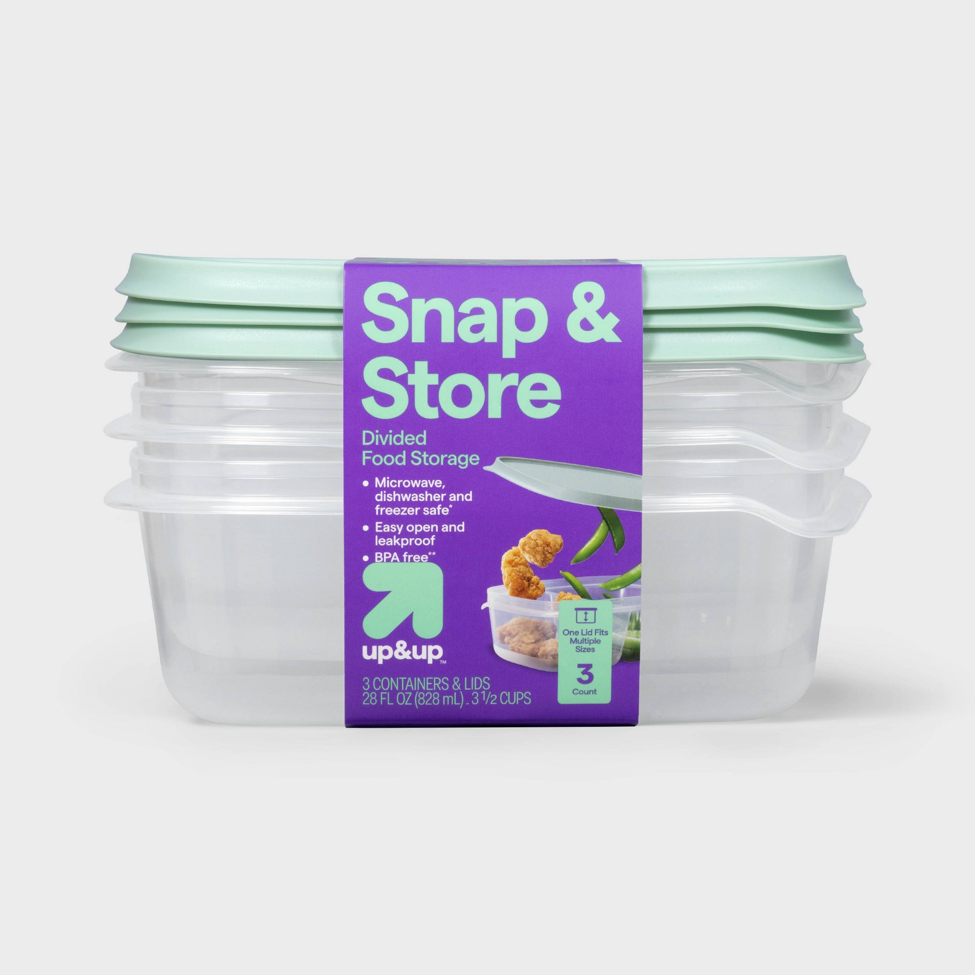 Food Storage Meal Prep - 3-delige transparante plastic rechthoekige voedselcontainers met