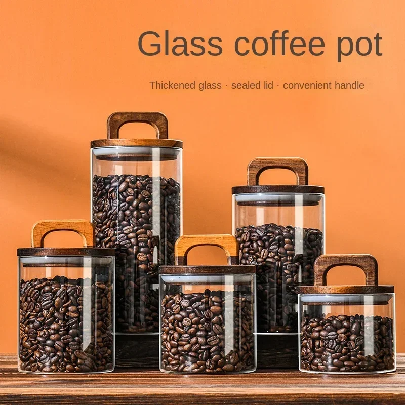 Food Storage Glass Container Set - 800-2100 ml Glazen pot met houten