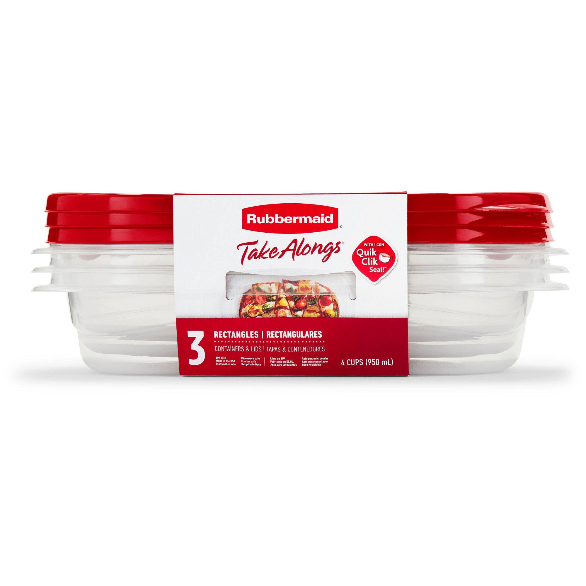Food Storage Meal Prep - 3 stuks rode rechthoekige voedselopslagcontainers met