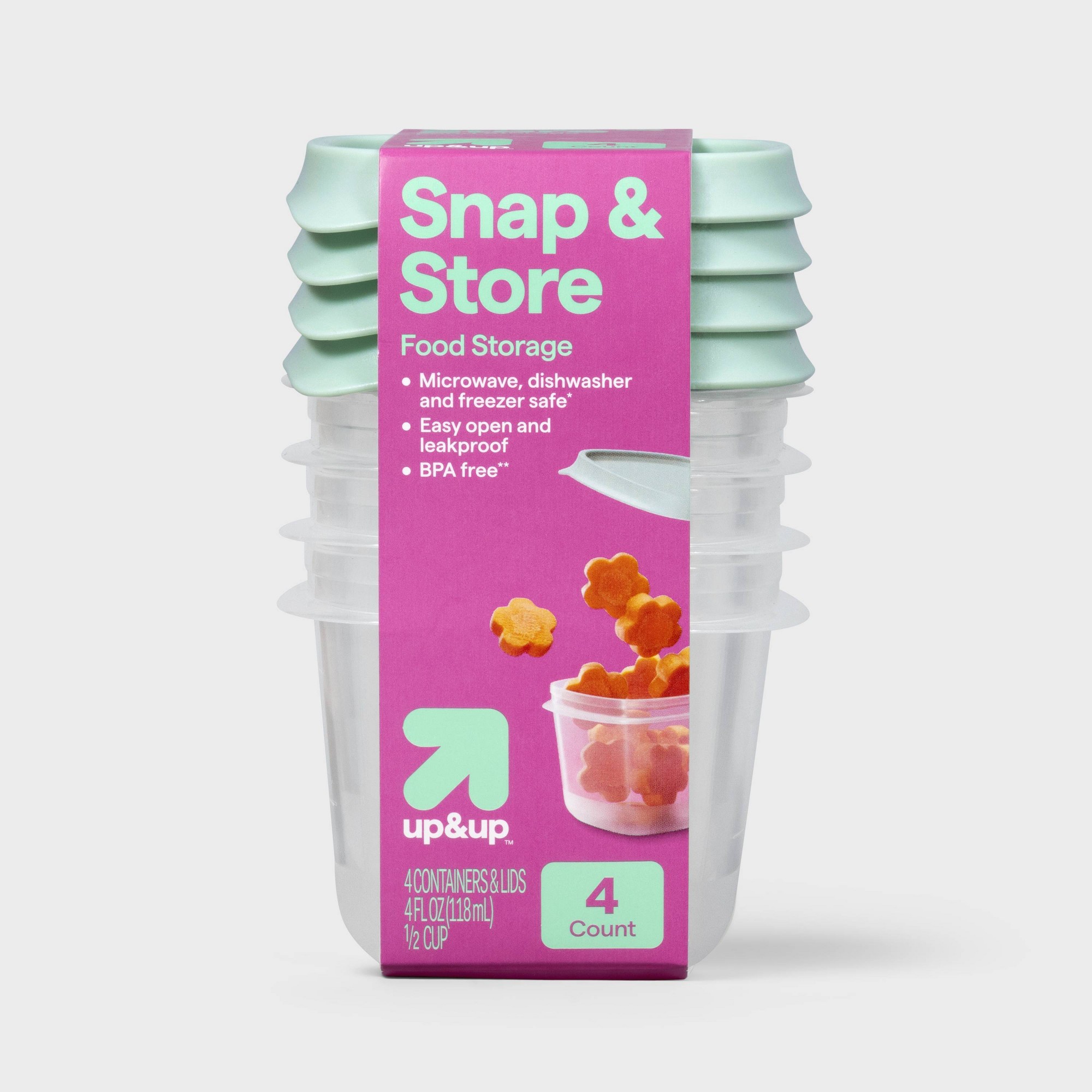 Food Storage Meal Prep - 4-delige mini vierkante halve beker voedselbewaarbakjes,