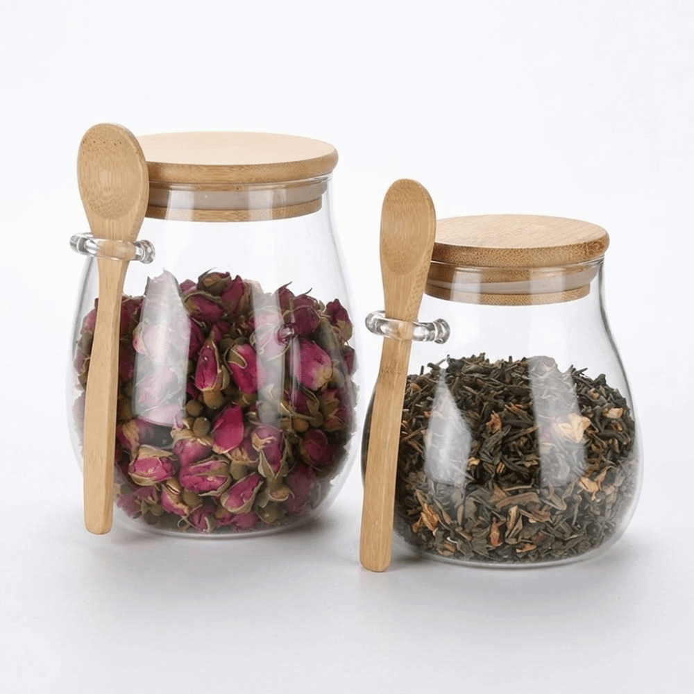 Food Storage Glass Container Set - Brede glazen voorraadpotten, lekvrij, luchtdicht, transparant