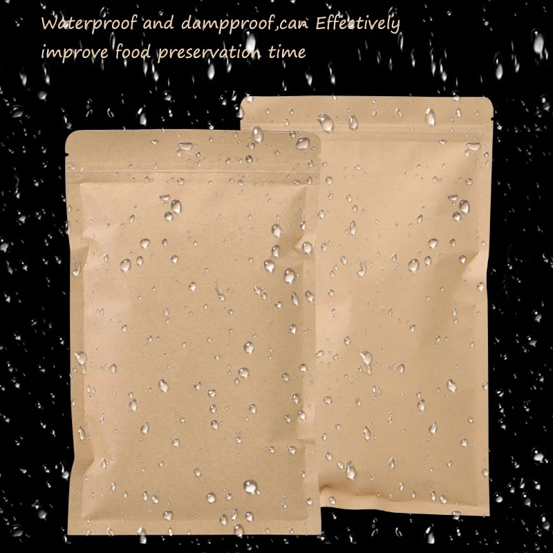 Food Storage Zipper Bags - 100 STKS Bruin Kraftpapier Ritssluiting Zakje