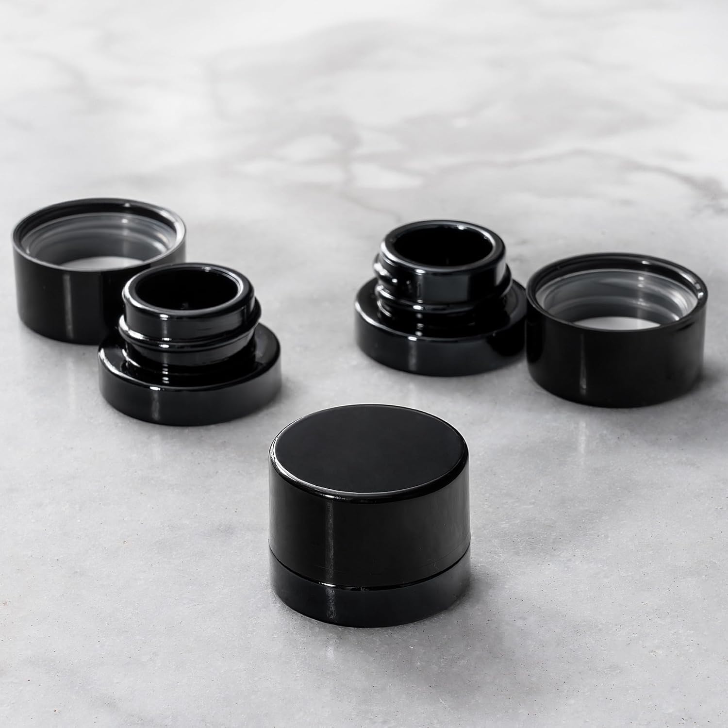 Food Storage Glass Container Set - 5 ml dikke zwarte glazen potten