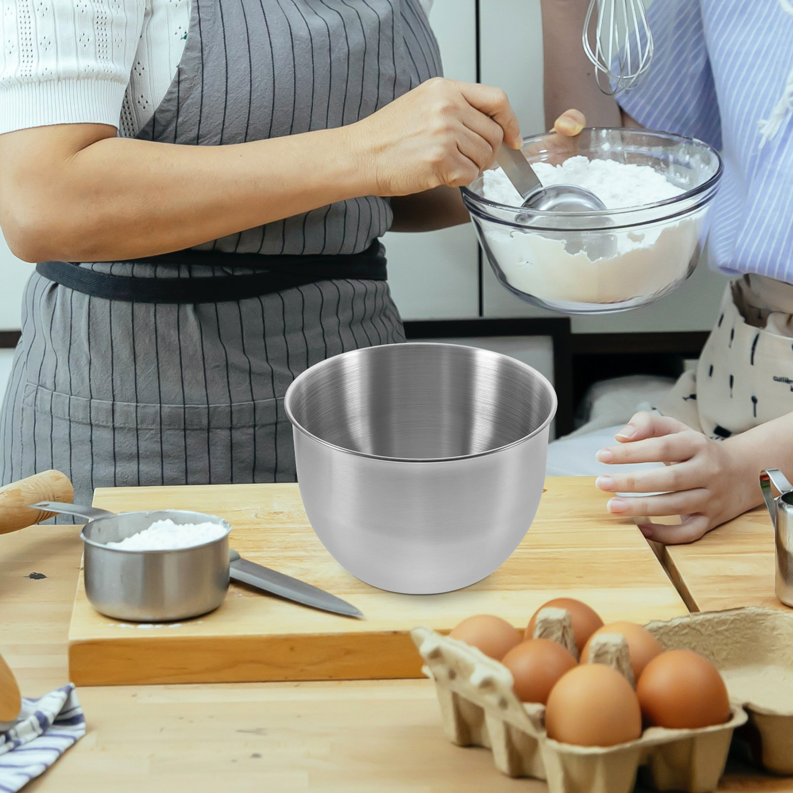 Food Storage Meal Prep - Diepe roestvrijstalen mengkom, dikke metalen keukenkom
