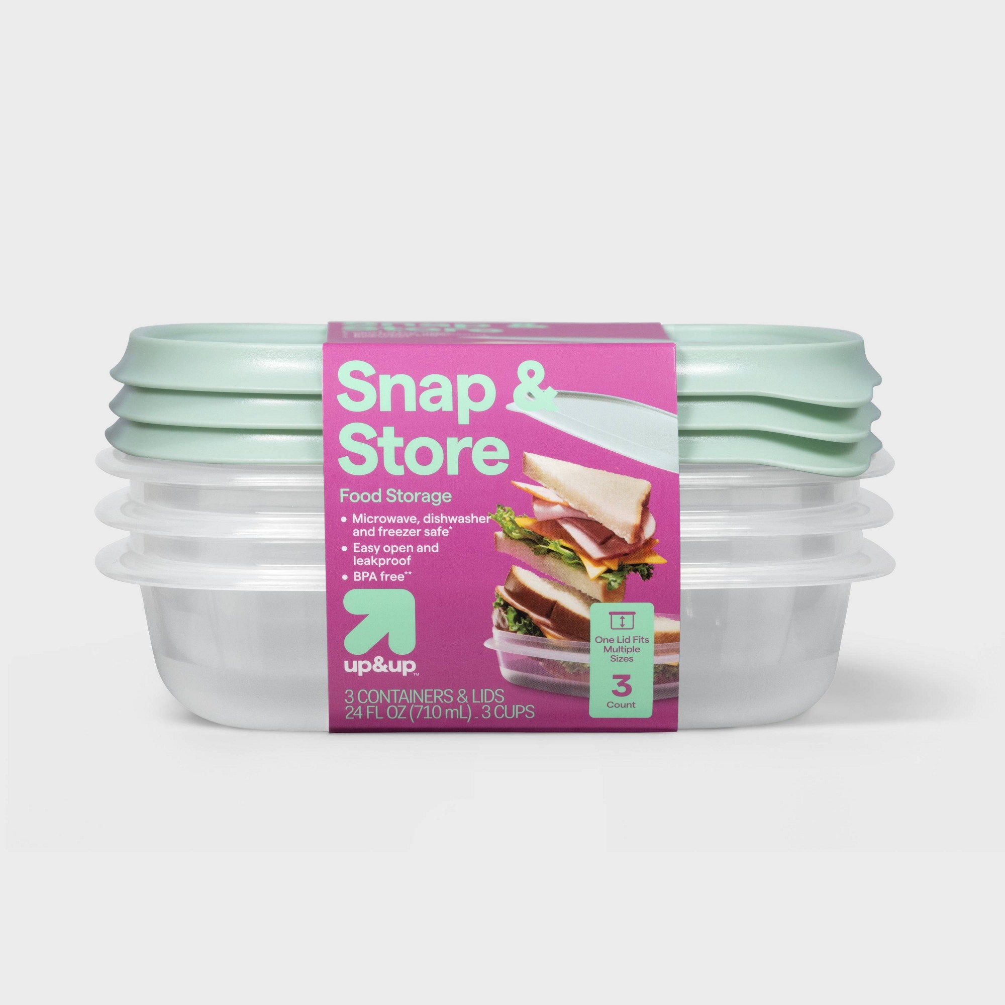 Food Storage Meal Prep - 3-delige vierkante voedselopslagdozen met klikdeksels, doorzichtige
