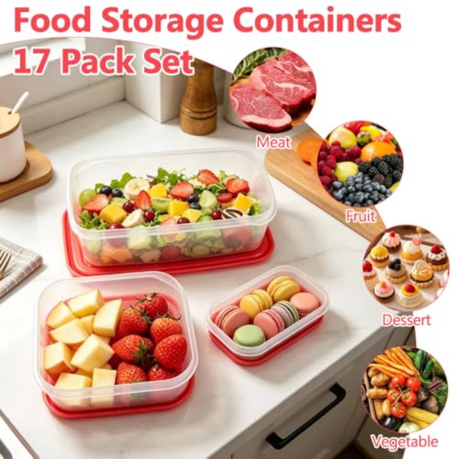 17-delige plastic voedselbewaa - Food Storage Meal Prep recensie en prijs